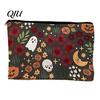 Smooth Zipper Storage Pouch Bag, with Halloween Pattern Printed, Ghost Design Bag Canvas Makeup Large Capacity Travel Cosmetic Wear-resistant