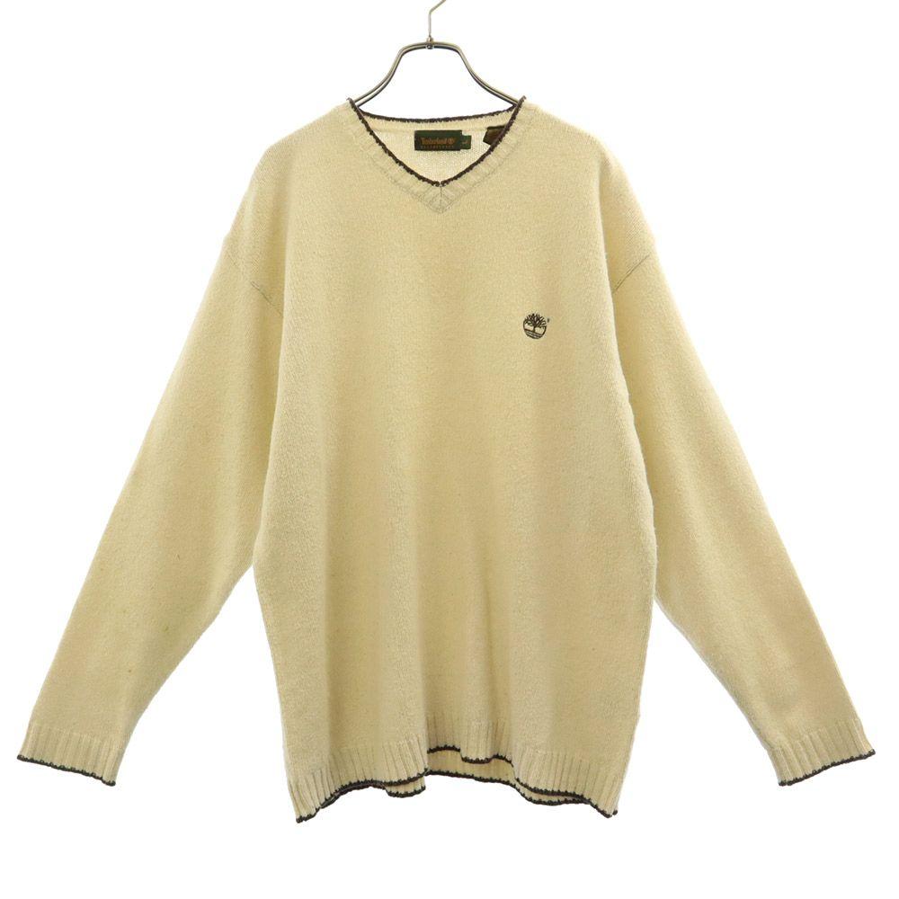 

Timberland 90s Long sleeve V neck sweater L white Knit Old Vintage Men s Used