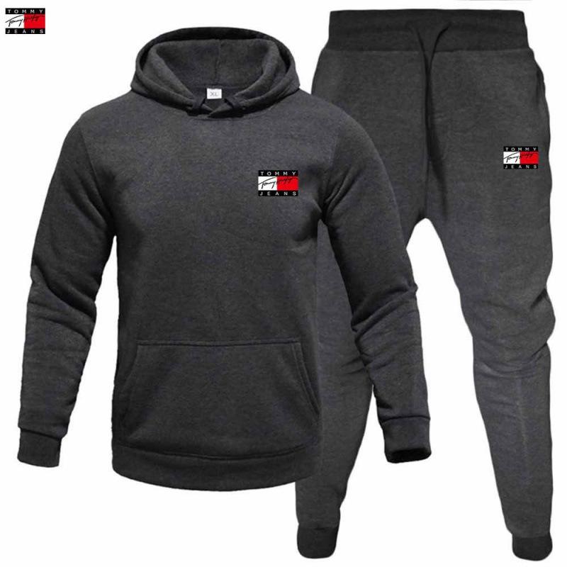 Men's Fleece Hooded Pullover & Sweatshirt Set - Autumn/Winter Casual Sportswear