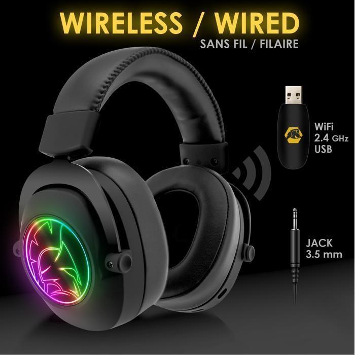Casque Gamer - EMPIRE GAMING - WarCry P-W2 - RGB - Sans Fil 2.4 GHz - Micro Détachable