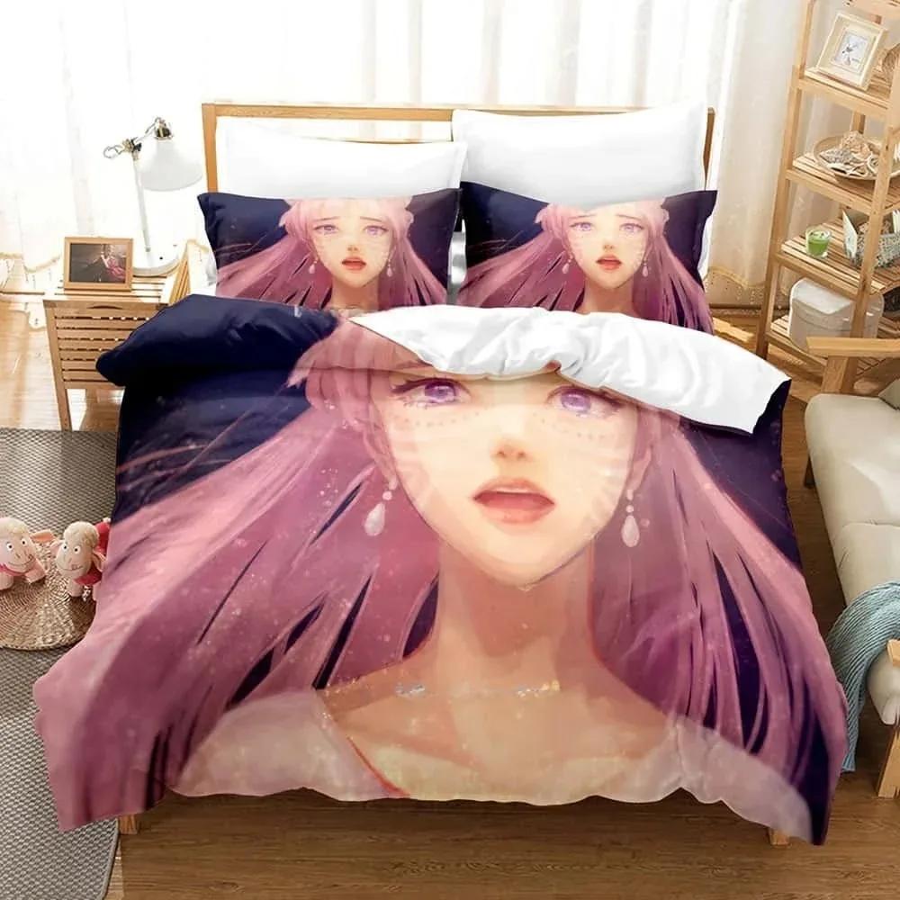 Anime Bed Sheet Set Belle Bedding Set Single Twin Full Queen King Size Bed Set Adult Kid Bedroom Duvet Cover Sets Home Textiles