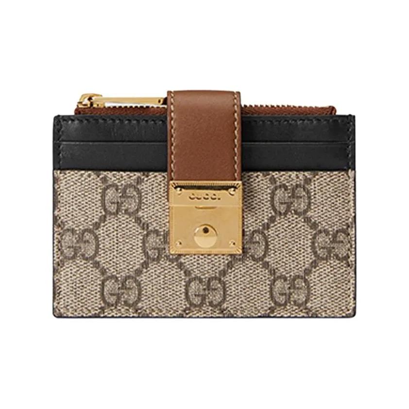 

GUCCI Padlock metal lock head floral logo canvas patchwork leather card holder female model blackwood/black/brown One Size-Basic Set (Bag+Dust Bag) ебеновий/чорний