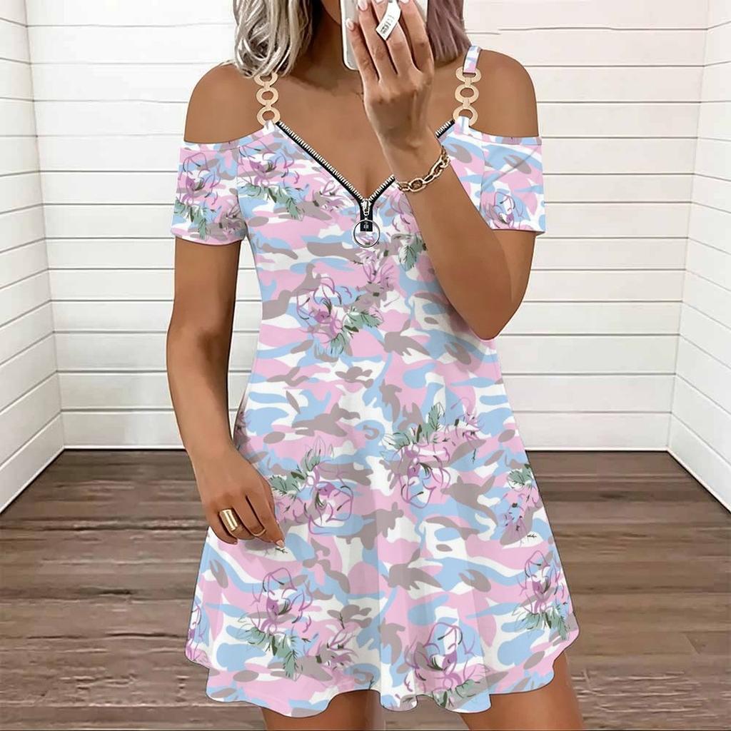 Ladies Sleeveless Strap Dress Plus Size Tropical Floral Printed Loose Seaside Sundress
