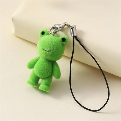 1 STÜCK Niedlicher 3D-Flockfrosch-Schlüsselbund Strömten Kleines Froschpaar Handyanhänger Autoschlüsselring Kopfhörer Rucksack Charms Bag Decor