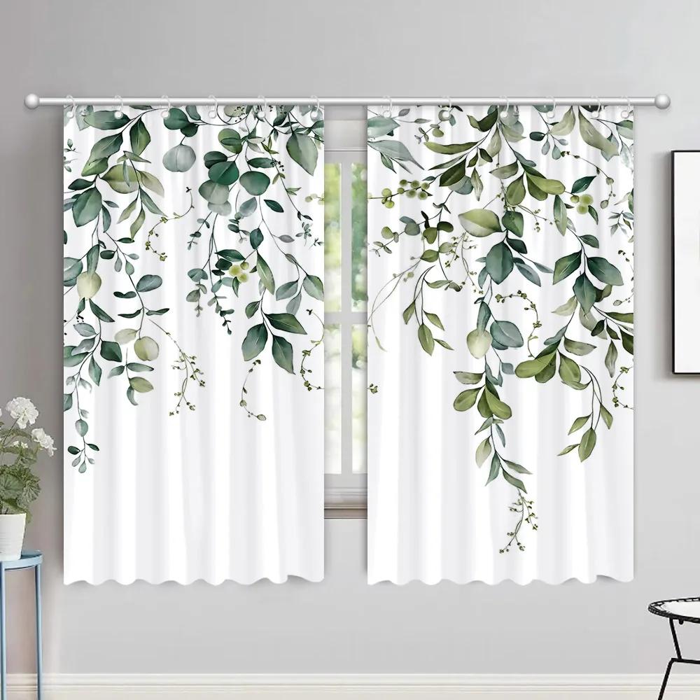 Watercolour Leaves Hummingbird Curtains Living Room Bedroom Home Decor Curtains Floral Polyester Shower Curtain with Hooks