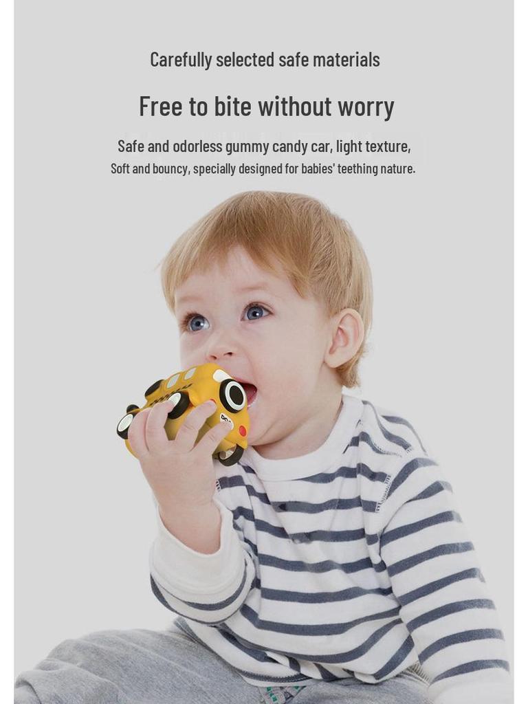 Children's Inertia Toy: Soft Rubber Dinosaur Car - Chewable, Fall-Resistant, Vinyl Animal Design