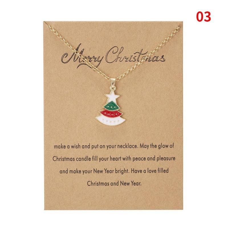 Charm Christmas Necklace for Women Men Merry Christmas Snowman Santa Claus Pendant Link Chain Necklace Xmas Jewelry Gifts