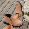 Damen Stiefeletten mit runder Zehenpartie in Überweite, Martin Boots mit Blockabsatz und Reißverschluss an der Seite, Herbst Winter Kurzstiefel für Damen