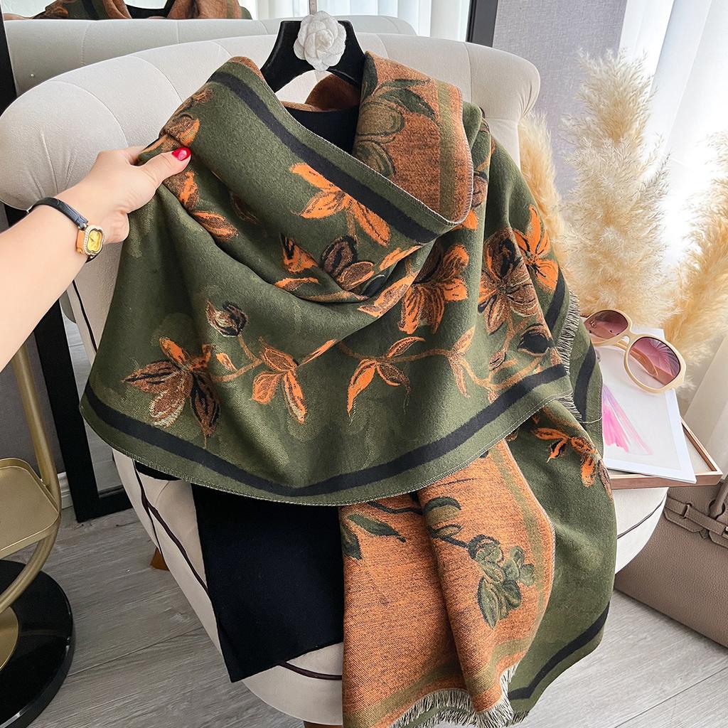 scarf, extended floral fashion and simplicity, universal in all seasons, imitation cashmere thickened women's scarf