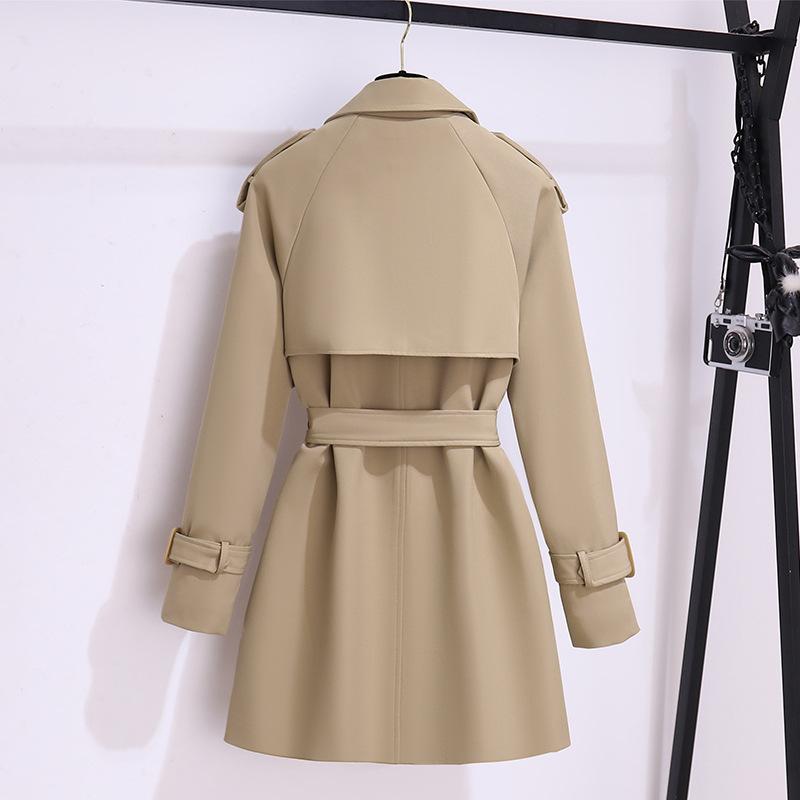 Winter Latest Temperament Trench Coat Womens Small British Style Korean Large Size Medium and Long Waist and Thin Coat