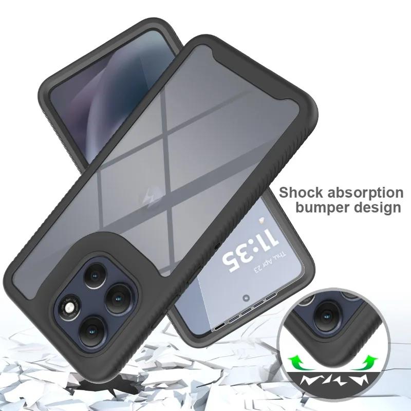 Soft TPU Frame Clear Case for Motorola G86 G56 G15 G05 G35 G55 G54 G84 G24 G14 G04S G53 G23 G13 Built in Screen Protector Cover