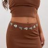 Retro style sweet and cool punk waist chain, personalized metal denim style three-dimensional body chain jewelry women