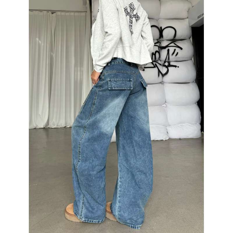 JYL Men s Flare Jeans American Gray Vintage Slim High-Street Denim Pants 3XL бездна