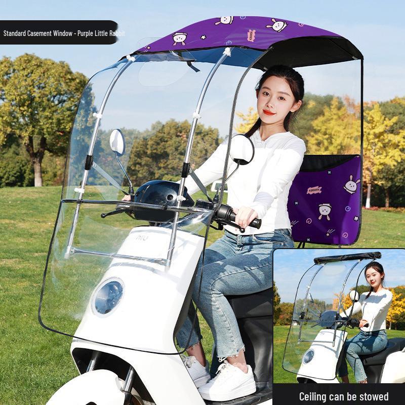 Enhanced Electric Motorcycle Canopy: Rainproof, Removable, and Windproof Umbrella