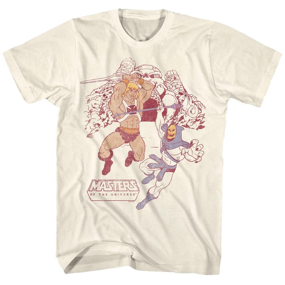 Masters Of The Universe He-Man Fighting Skeletor Castle Grayskull Men s T-Shirt 2XL