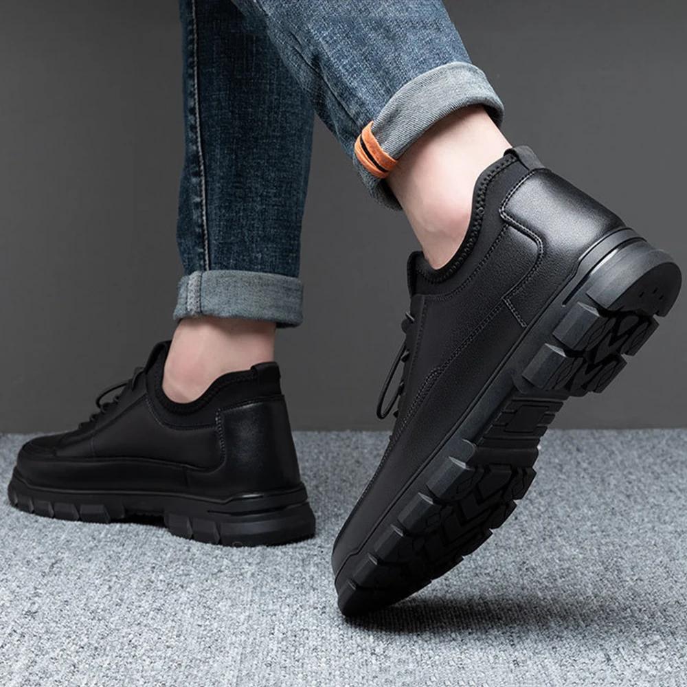 Mens Casual Leather Shoes Fashion Business Office Leather Shoes Comfortable Lightweight Soft Bottom Non-slip Mens Work Shoes