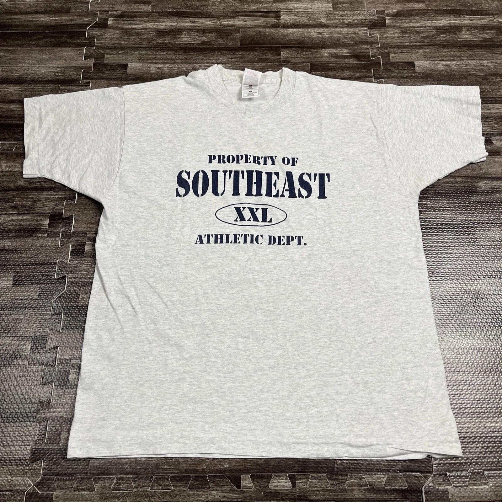 

Vintage 90s Southeast College Athletic Dept Graphic Tshirt Grey XL USA Made VTG S