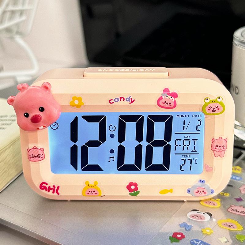 Luminous Cute Beaver Alarm Clock - Multifunctional Silent Desktop Clock with Timer for Dorms and Bedside.