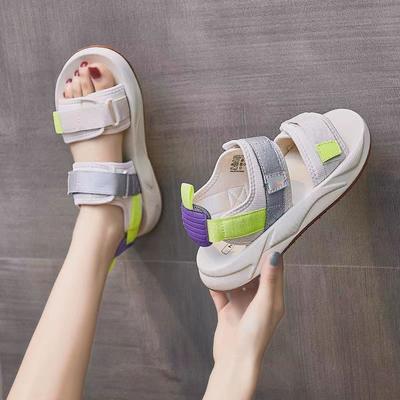 Sports Sandals Women's Ins Tide 2025 Summer New Versatile Velcro Flat Bottom Lightweight Casual Beach Shoes Women