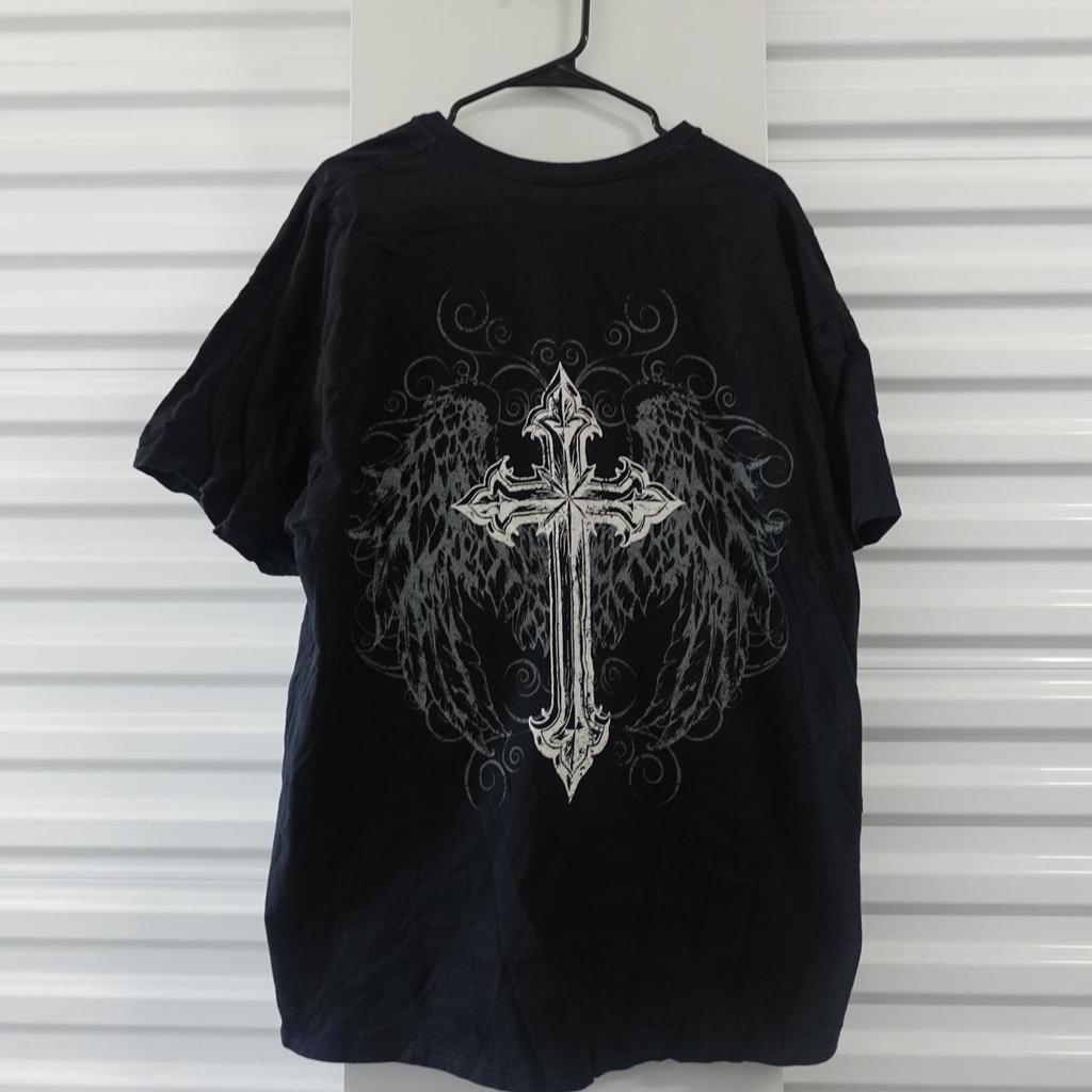 Vintage Y2k Affliction Guitar Wings Grunge Graphic Short Sleeve Print TShirt Unisex Unisex Cotton Harajuku Vintage Streetwear Tops