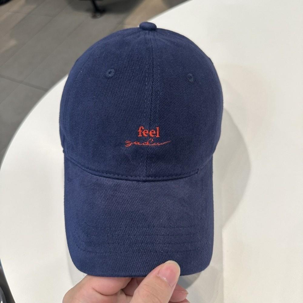 Simple Adjustable Rugged Baseball Cap Solid Color Wide Brim Peaked Cap Embroidery Letter Sun Hat for Women