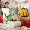 Cartoon Dinosaur Leaf Pattern Digital Printing Pillow Cover Short Plush Suitable Living Rooms Bedrooms Sofas Throw Cushion Cover