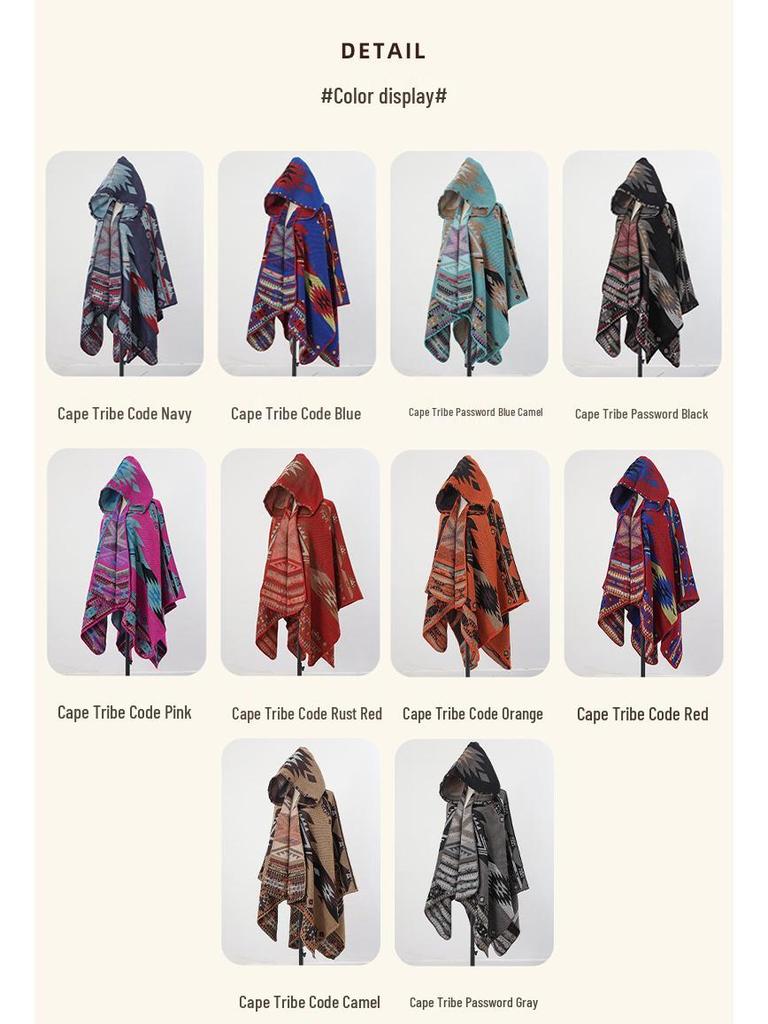 Men's & Women's Hooded Shawl Cape Cloak - Spring/Summer Scarf, Yunnan Xinjiang Tibet Style