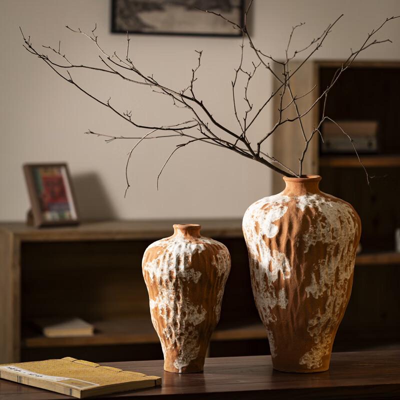 Jingdezhen Retro Large Irregular Orange Ceramic Flower Vase