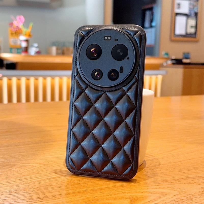Three-dimensional puff check small fragrance style leather Case For Xiaomi 17 Ultra Mi17 ultra Hard Protection Cover