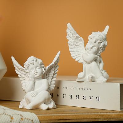 Figuritas de Ángel de Resina con Querubines de Columna Romana Estatua Alas Durmiendo Pensando Ángulo para Decoración de Hogar Habitación Escritorio Oficina