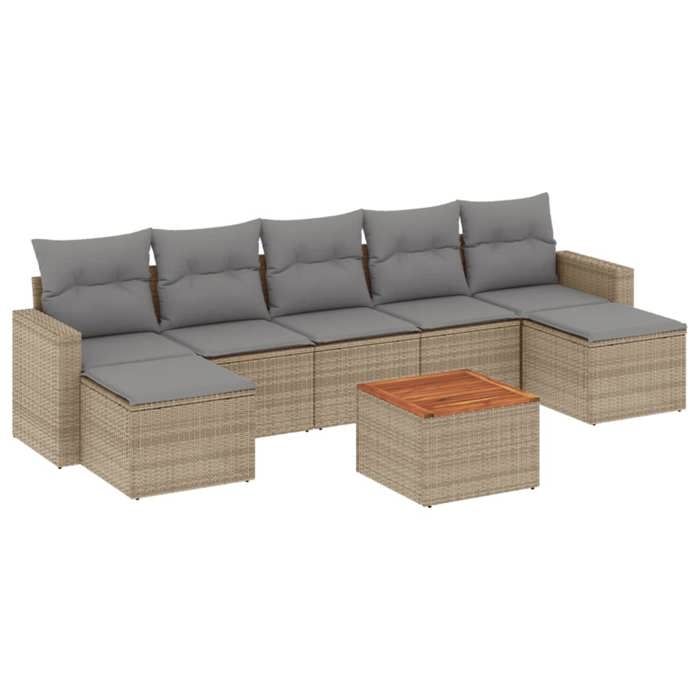 VidaXL Salon de Jardin avec Coussins 8 pcs, Canapés de Patio, Ensemble de Meubles, Mobilier de Terrasse Extérieur, Beige 3224253