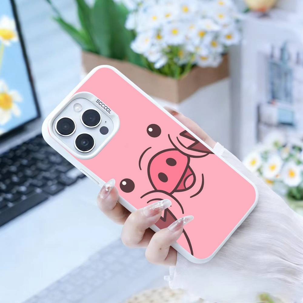 Cute Cartoon Pig  Phone Case For iPhone17, 16,15,14,13,12 Pro Max white Candy Matte Shockproof Cover