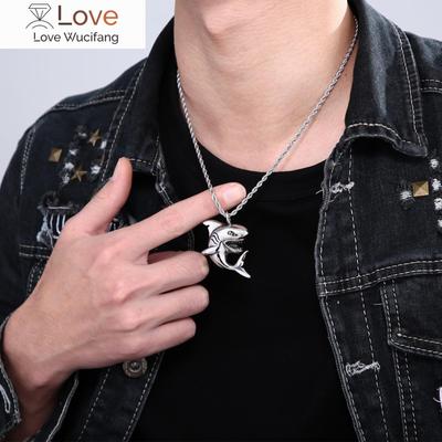 Stainless Steel Shark Pendant Necklace For Men Fashion Vintage Punk Jewelry Accessories