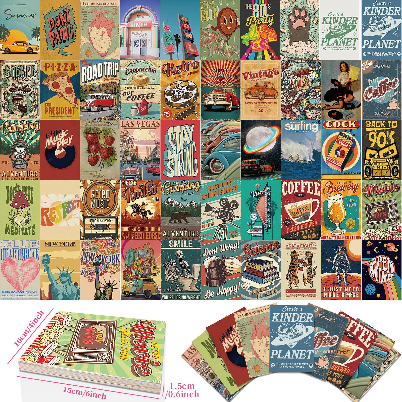 

50 винтажных настенных открыток для улицы, скандинавские декоративные открытки, настенные открытки для спальни, фоторамки, настенные наклейки, открытки T01041483-Wall Card - Vintage Outdoor 50