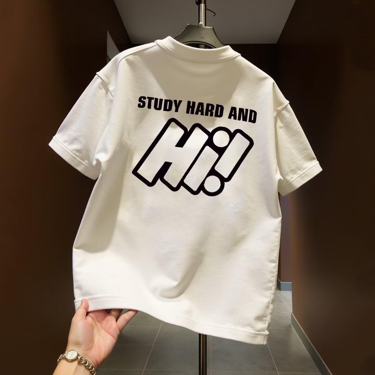 2026 New American Trendy Brand Unisexs Letter Print Pure Short Sleeve Comfortable and loose Unisexs and WOMENs Tshirts M