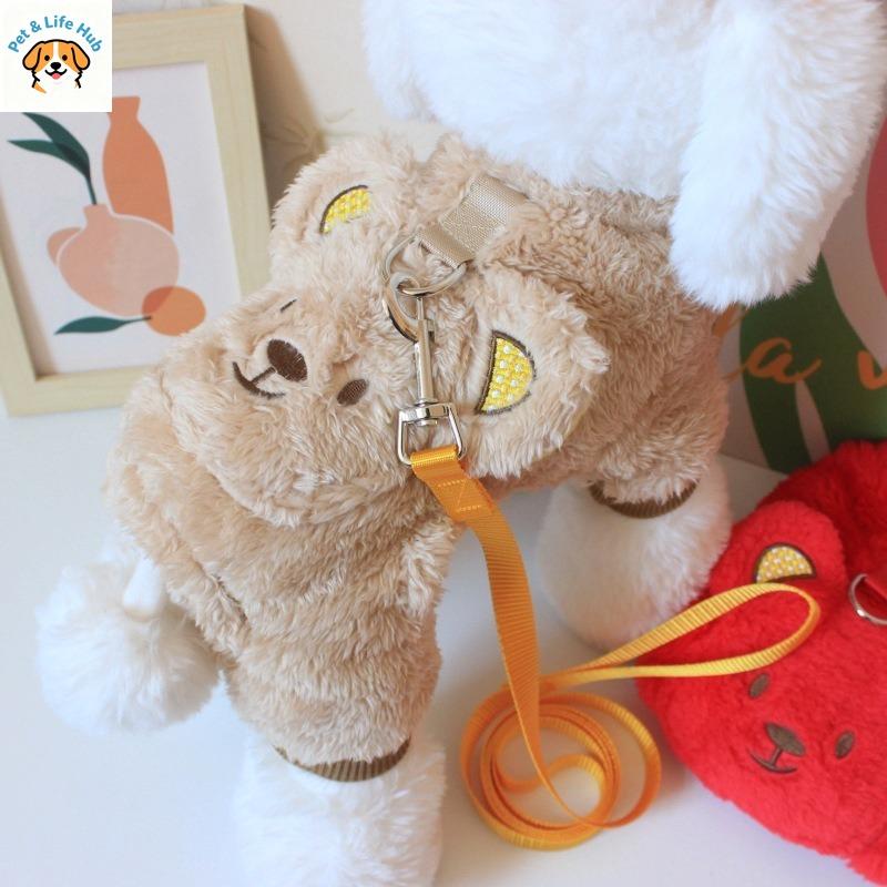 Dog clothes, autumn and winter clothes, new pet clothing can be towed, thickened bear four-legged velvet clothes, pet supplies
