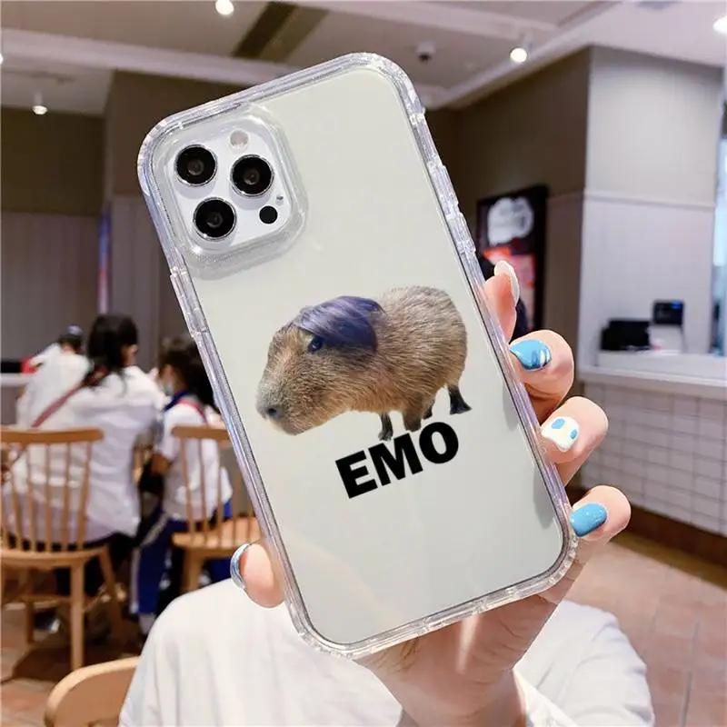 Cute Capybara Phone Case For iPhone 16 15 14 13 12 11 Pro Max Mini X Xs XR 7 8 Plus SE 2020 Transparent Case