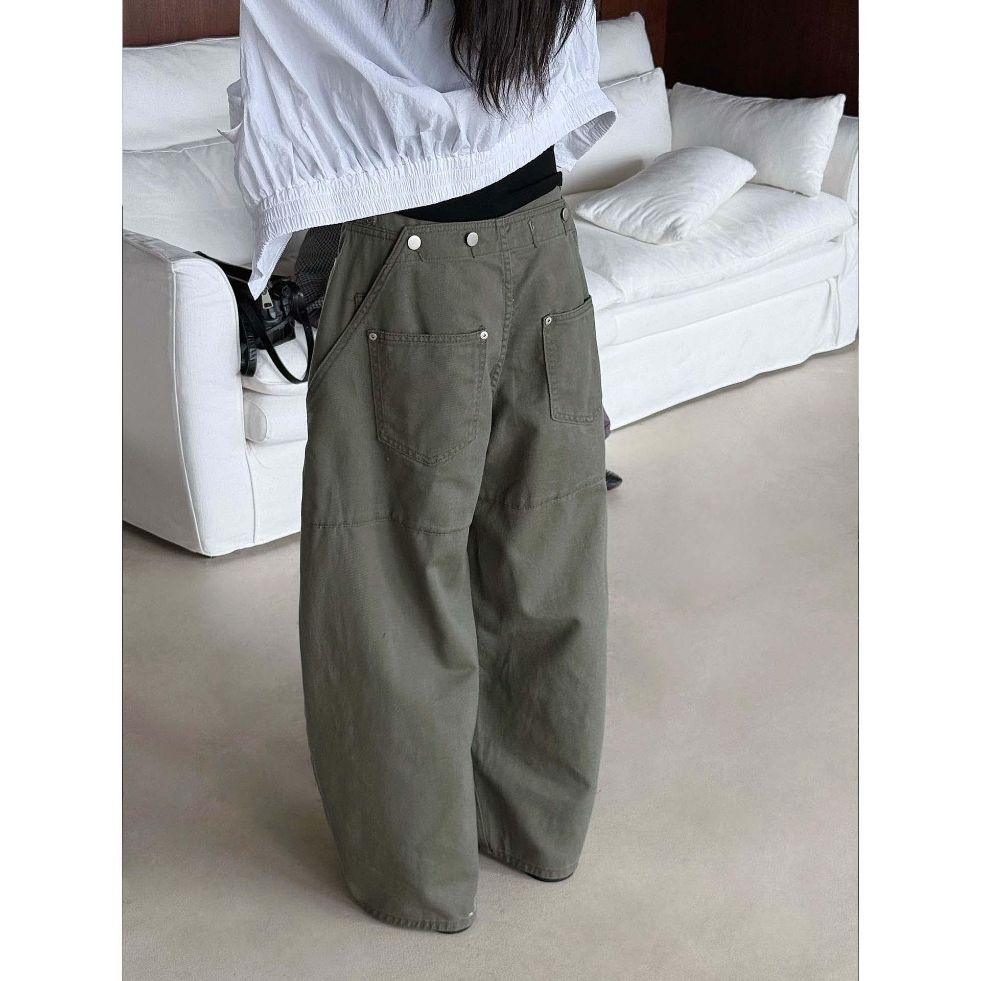 Johnature Autumn American Vintage Back Waist