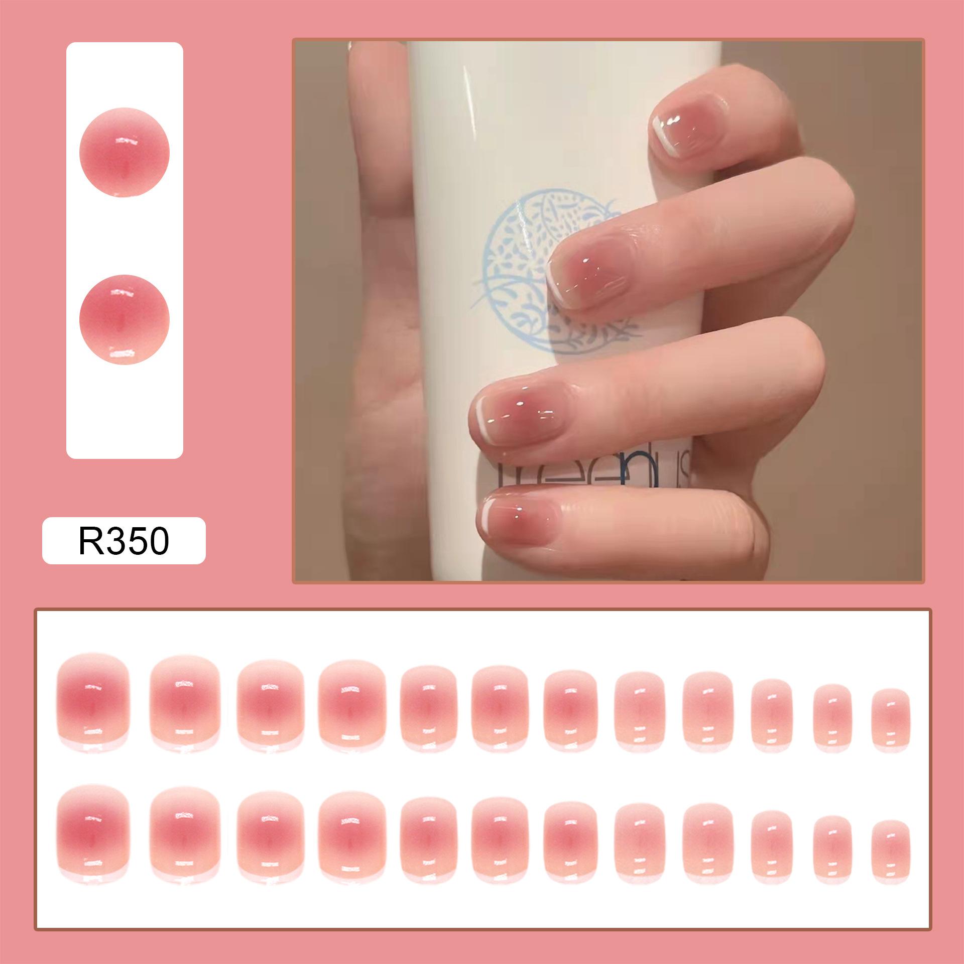 

Wear Nail Pure Desire Wind Blush Nail Art Pink and White Fake Nails Removable Nail Art Finished Nail Piece Nail