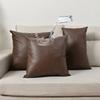 1pc 50x50cm PU Oil Wax Leather Cushion Cover, Solid Color Luxury Imitation Leather Sofa Cushion, Without Pillow Core