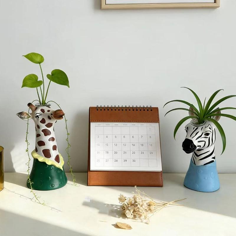 Giraffe Art Vases Decorative Flower Vases Animal Face Vases Table Ornament Modern Home Decors Gift for Women Girls