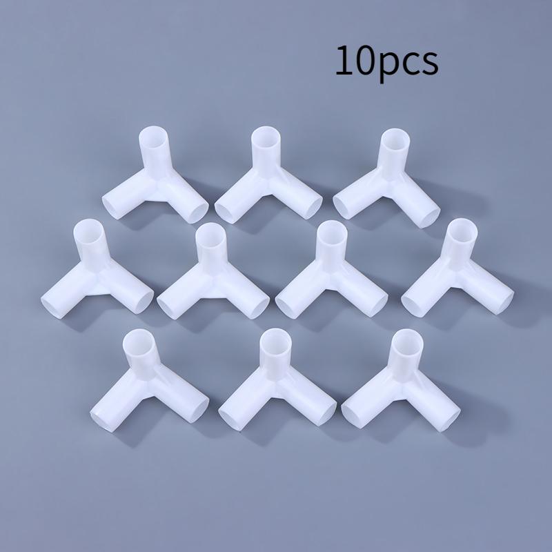 

Hot 10PCS 12mm Plastic White Pipe Connector DIY Shelf Tent Fixed Joint Fitting Tee Four Way Straight Elbow Wardrobe Hook Joint