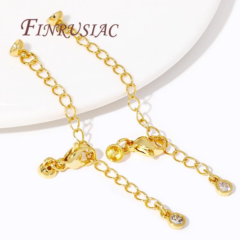 2/4/6Pcs 18K Gold Plated Extension Extended Tail Chains with Lobster Clasps End Caps Findings For DIY Jewelry Making Supplies
