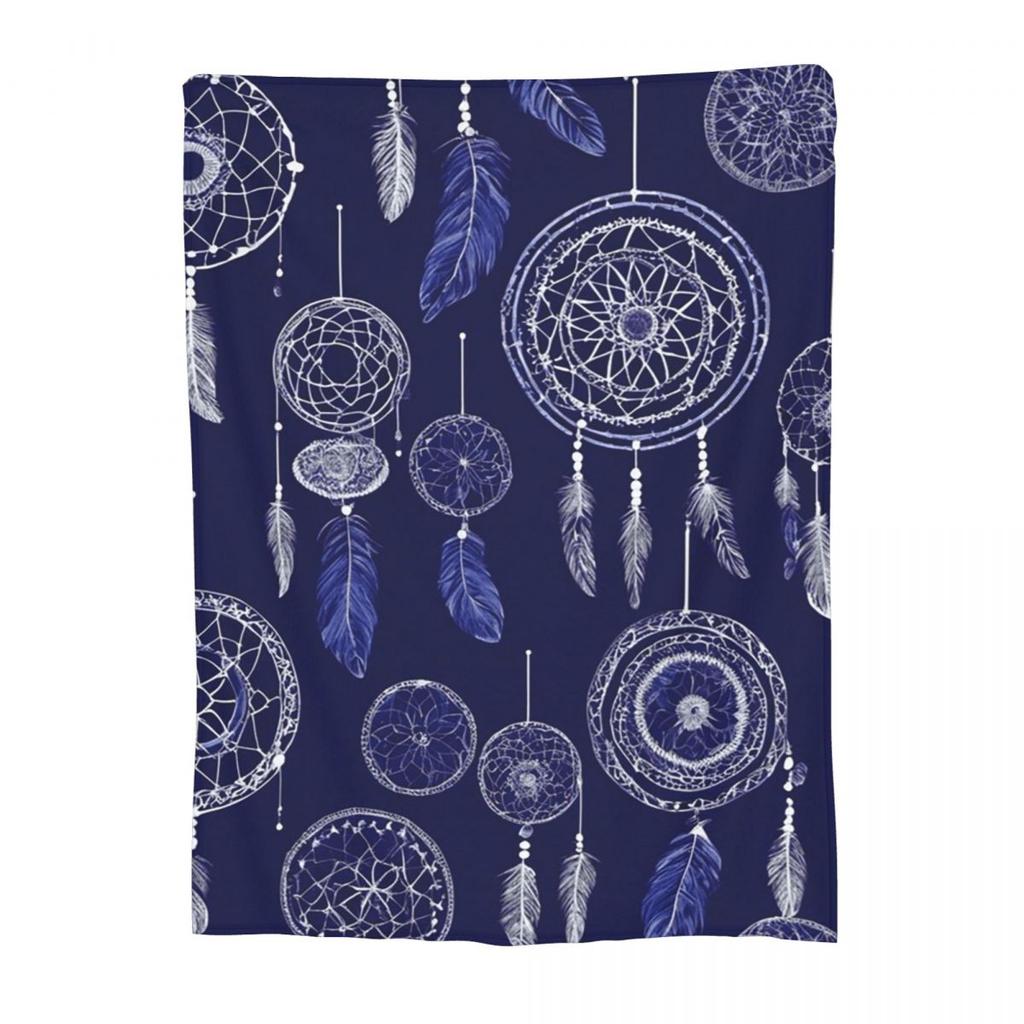 Blue Dreamcatcher With Feathers Blankets Fleece Sofa Throw Blanket Throw Blankets for Home Bedroom Office Throws Bedspread Quilt