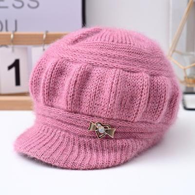 Winter Women's Hat Old Lady Mother-in-law Fleece Warm Ear Protector Knitted Wool Hat