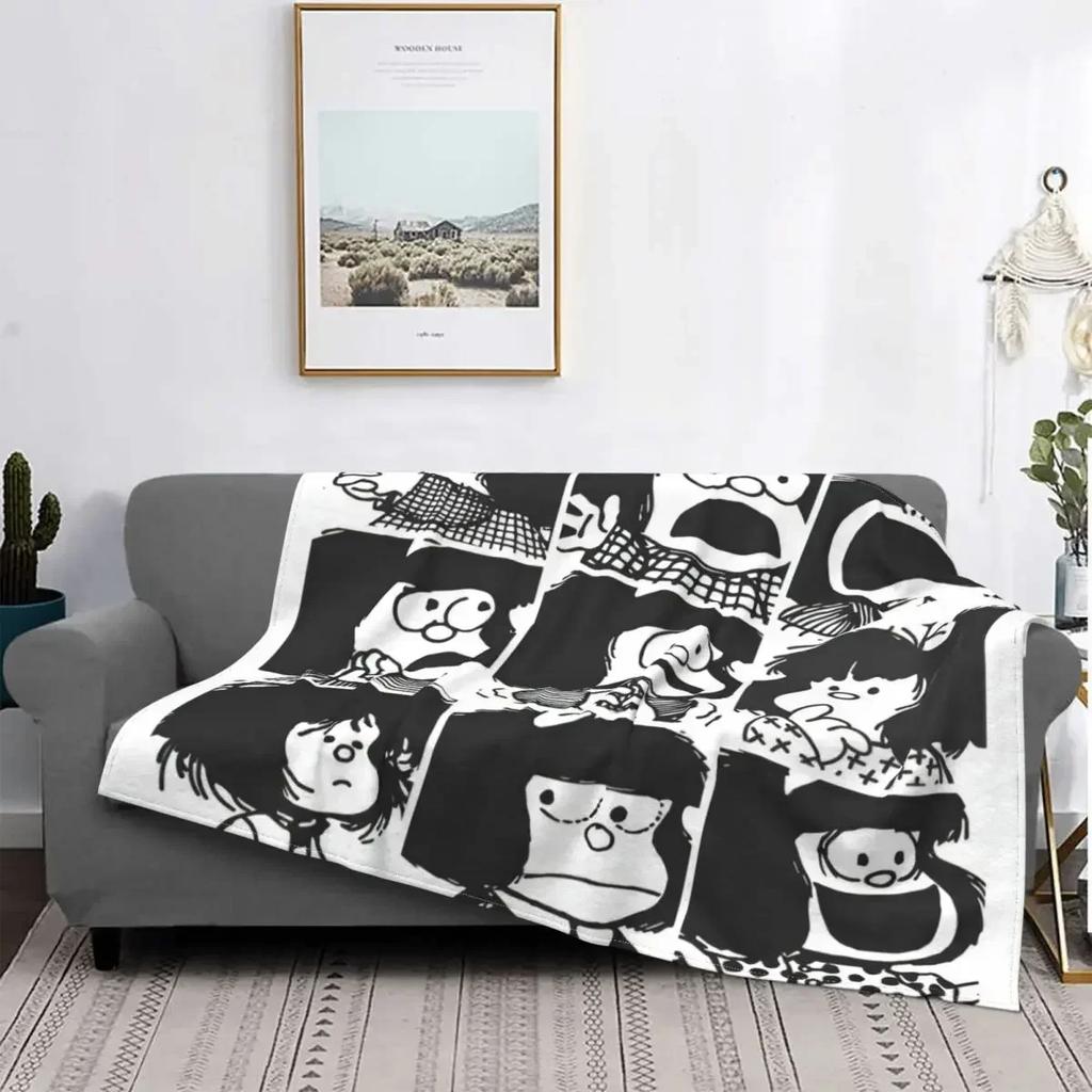Coperta Mafalda Stampata 3D Morbido Pile di Flanella Calda Cartoni Animati Coperte Plaid per Casa Camera da Letto Divano Copriletti
