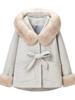 Women's French Chic Bow Tie Hooded Woolen Coat