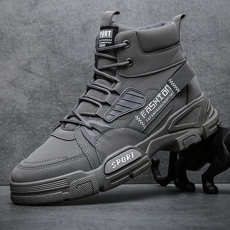 2025 Spring Men's Trendy Casual Outdoor Leather Work Boots - Fashionable British High-Top Design