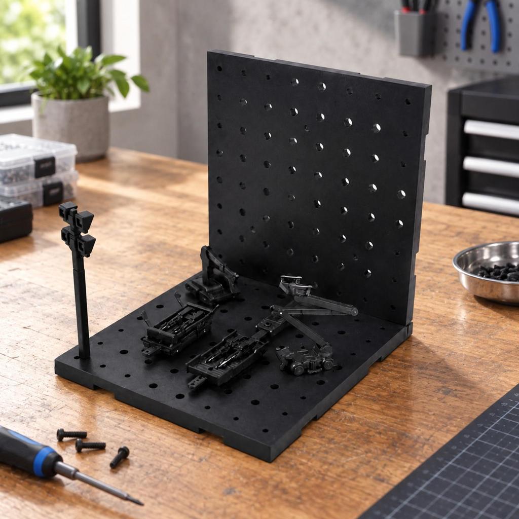 Perforierte Display Diorama Basis L-förmig matt mit Rückwand