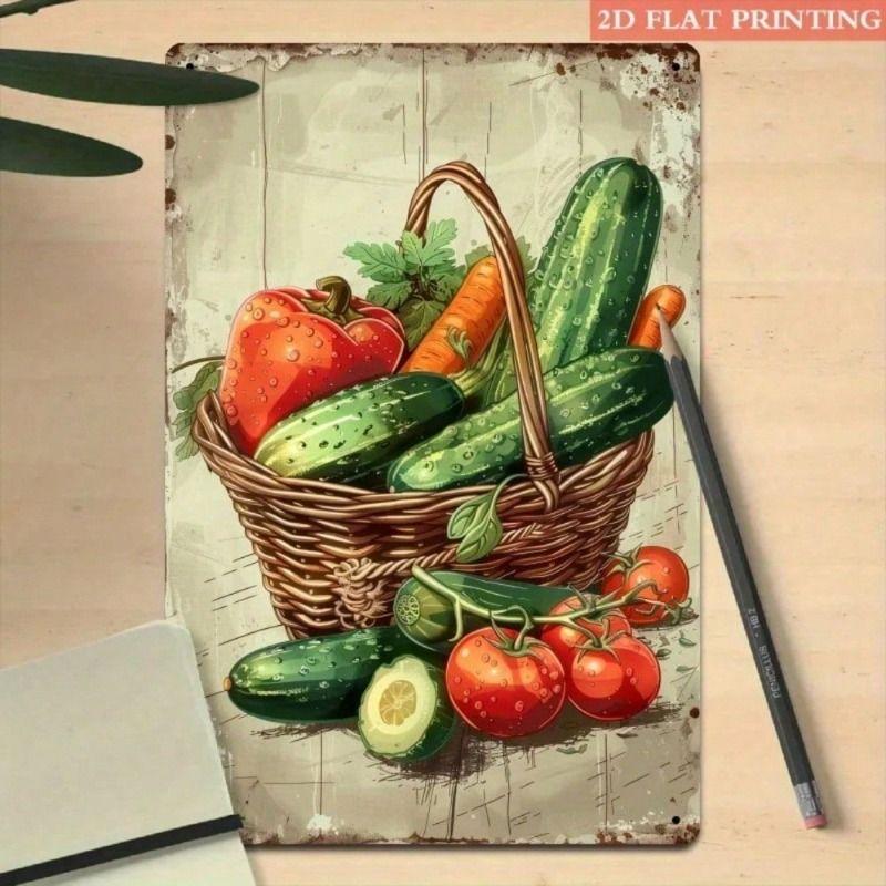 Placca Murale in Metallo Vintage Decorazione Vegetale per Cucina Rustica 8x12 Pollici Poster Murale in Metallo Vintage Arte Murale Cucina Rustica Segno Vegetale 8x12 Pollici
